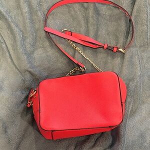 Red Women's Crossbody Bag with Gold Chain Strap